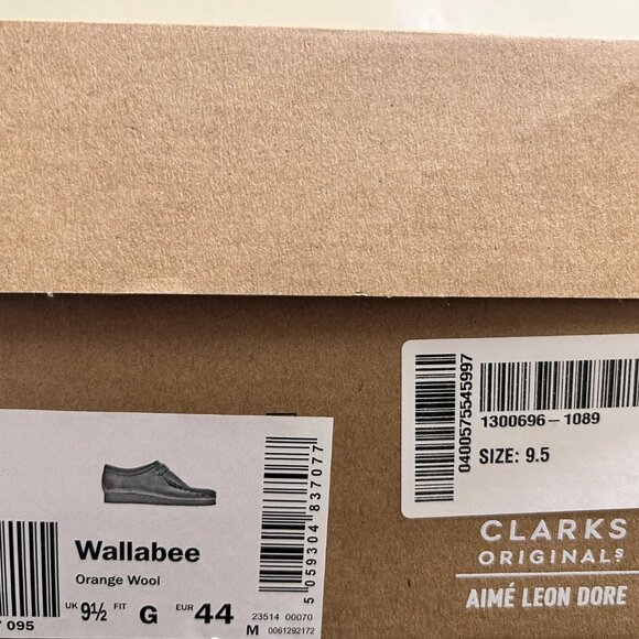 CLARKS ORIGINALS X AIME LEON DORE WALLABEE ORANGE CASENTINO WOOL size US 10.5 - Picture 4 of 4